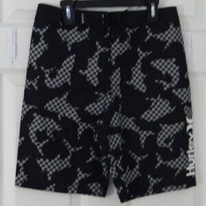 Hurley Black Shark Swim Trunks Boys Size 16 NWT